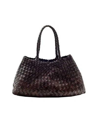Dragon Diffusion Handwoven Leather Tote Bag With Unique Braided Straps In Black