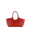 Dragon Diffusion Herringbone Leather Tote Bag In Red
