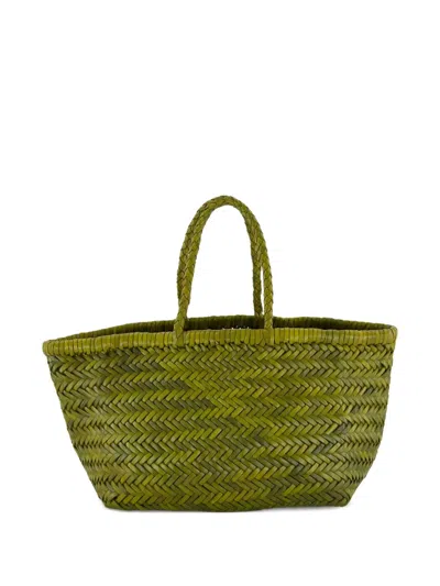 Dragon Diffusion Herringbone-weave Leather Tote Bag In Green