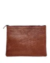 Dragon Diffusion Interlaced Leather Pochette In Brown