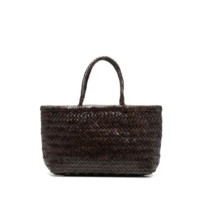 Dragon Diffusion Interwoven Leather Tote Bag In Brown