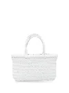 Dragon Diffusion Interwoven Leather Tote Bag In White
