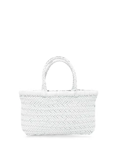Dragon Diffusion Interwoven Leather Tote Bag In White