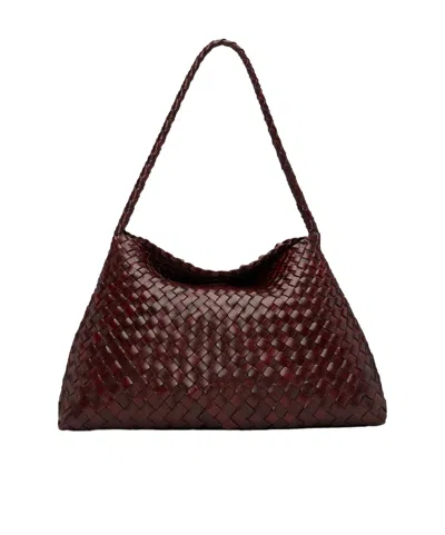 Dragon Diffusion Interwovened Top Handle Bag In Brown