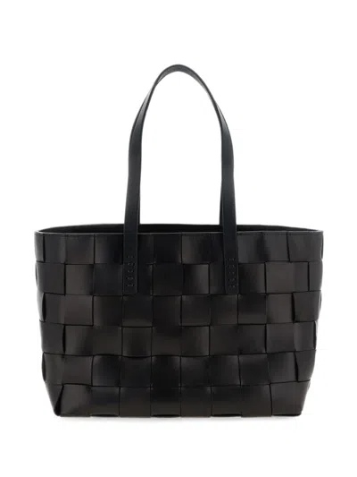 Dragon Diffusion Japan Checkerboard Woven Leather Tote Bag In Black