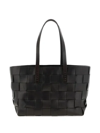 Dragon Diffusion Japan Checkerboard-weave Leather Tote Bag In Black