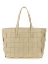 Dragon Diffusion Box Weave Basket Tote In Beige Leather In Brown