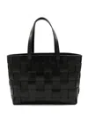 Dragon Diffusion Handwoven Black Cow Leather Tote Bag With Rectangular Structure In Black