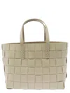 Dragon Diffusion Japan Tote (flat Leathr Handles) Box Weave Basket 4cm Straps In Neutrals