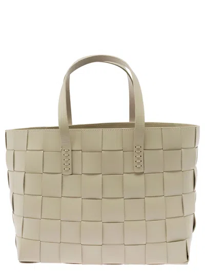 DRAGON DIFFUSION JAPAN TOTE (FLAT LEATHR HANDLES) BOX WEAVE BASKET 4CM STRAPS