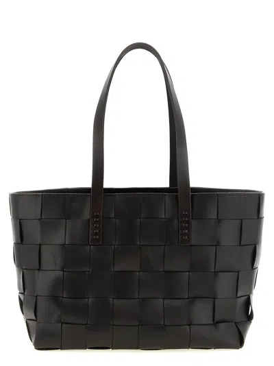 Dragon Diffusion Japan Checkerboard-weave Leather Tote Bag In Black