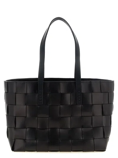 Dragon Diffusion Japan Checkerboard Woven Leather Tote Bag In Black