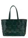 Dragon Diffusion Box Weave Basket Tote In Green Leather In Green