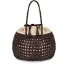 Dragon Diffusion Juventus Brown Leather Woven Shoulder Bag  In Brown