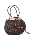 Dragon Diffusion Juventus Brown Leather Woven Shoulder Bag  In Brown
