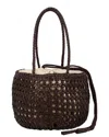 Dragon Diffusion Juventus Brown Leather Woven Shoulder Bag  In Brown