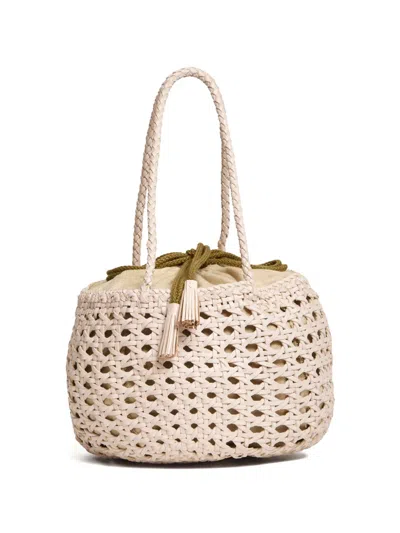 Dragon Diffusion Juventus Round Perforated Bucket Bag In Neutral