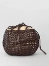 Dragon Diffusion Juventus Brown Leather Woven Shoulder Bag  In Brown