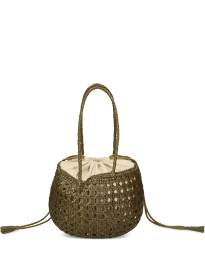 Dragon Diffusion Juventus Woven Leather Bucket Bag In Green