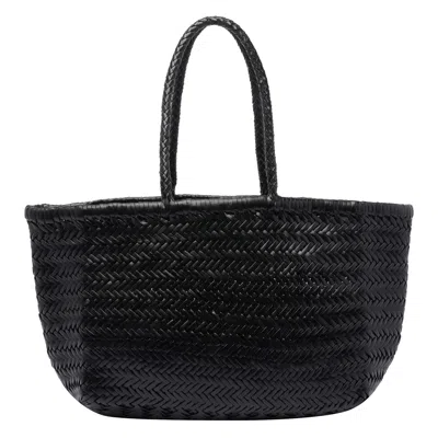 Dragon Diffusion Large Bamboo Triple Jump Basket Bag In Black