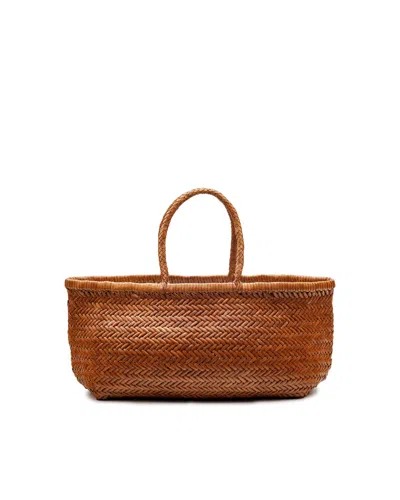 Dragon Diffusion Large Handwoven Basket Tote In Buffalo Calf Leather In Red