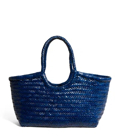 Dragon Diffusion Large Leather Woven Nantucket Tote Bag In Blue
