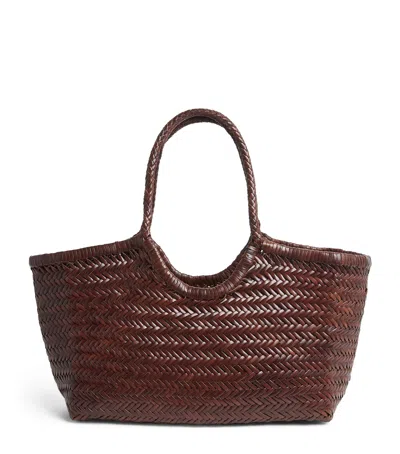Dragon Diffusion Large Leather Woven Nantucket Tote Bag In Brown