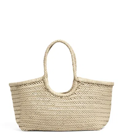 Dragon Diffusion Large Leather Woven Nantucket Tote Bag In White
