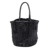 Dragon Diffusion Woven Texture Bucket Bag With Tassel Detail In Black