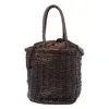 Dragon Diffusion Large Woven Bucket Bag With Top Handles In Brown
