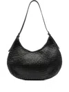 Dragon Diffusion Leather Slouchy Shoulder Bag With Woven Texture In Black