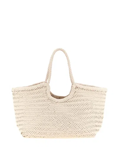 Dragon Diffusion Women Nantucket Big Tote Bag In Woven Leather Sand In White