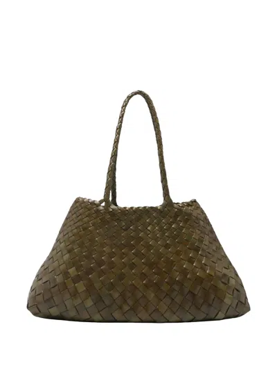 Dragon Diffusion Large Santa Croce Woven-design Shoulder Bag In Green