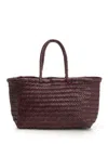 Dragon Diffusion Large Woven Leather Basket Handbags Bordeaux In Brown