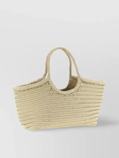 Dragon Diffusion Large Woven Shoulder Bag With Dual Handles In Gray