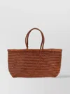 Dragon Diffusion Large Bamboo Triple Jump Chevron-weave Shoulder Bag In Brown