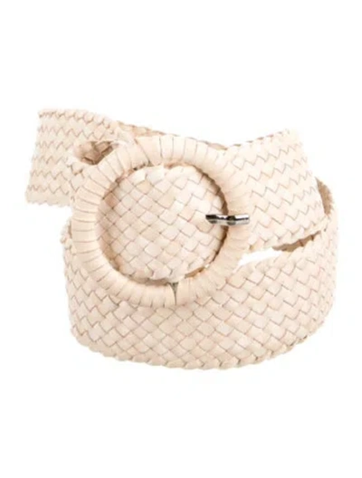 Pre-owned Dragon Diffusion Leather Braided Accents Waist Belt W/ Tags In Neutrals