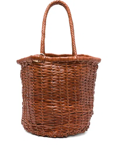 Dragon Diffusion Leather Bucket Bag In Brown
