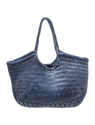 Pre-owned Dragon Diffusion Leather Nantucket Big Basket Large In Blue