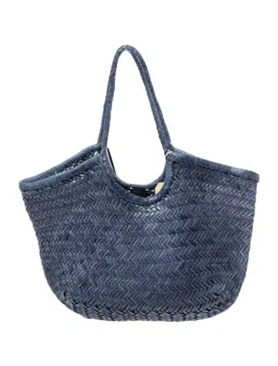 Pre-owned Dragon Diffusion Leather Nantucket Big Basket Large W/ Tags In Blue