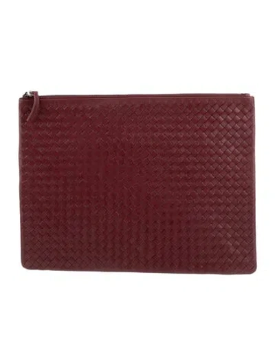 Pre-owned Dragon Diffusion Leather Portfolio In Burgundy
