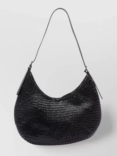 DRAGON DIFFUSION LEATHER SLOUCHY SHOULDER BAG WITH WOVEN TEXTURE