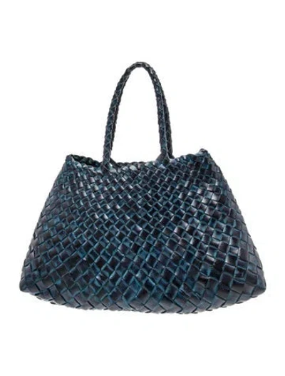 Pre-owned Dragon Diffusion Leather Top Handle Bag In Blue