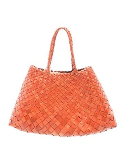 Pre-owned Dragon Diffusion Leather Top Handle Bag In Orange