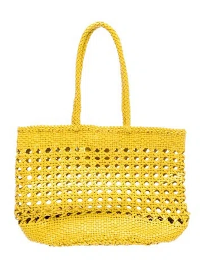 Pre-owned Dragon Diffusion Leather Top Handle Bag In Yellow