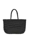 Dragon Diffusion Mini Flat Gora Woven Leather Top Handle Bag In Black