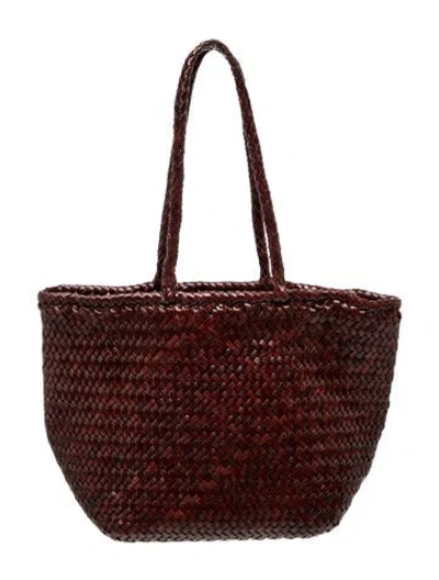 Pre-owned Dragon Diffusion Leather Tote In Burgundy