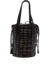 Dragon Diffusion Leather Woven Bucket Bag In Black