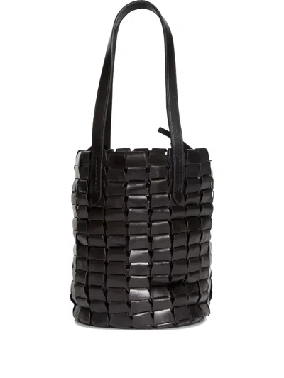 Dragon Diffusion Link Leather Bucket Bag In Black