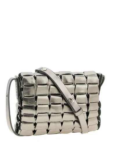Dragon Diffusion Link Leather Cross Body Bag In Silver